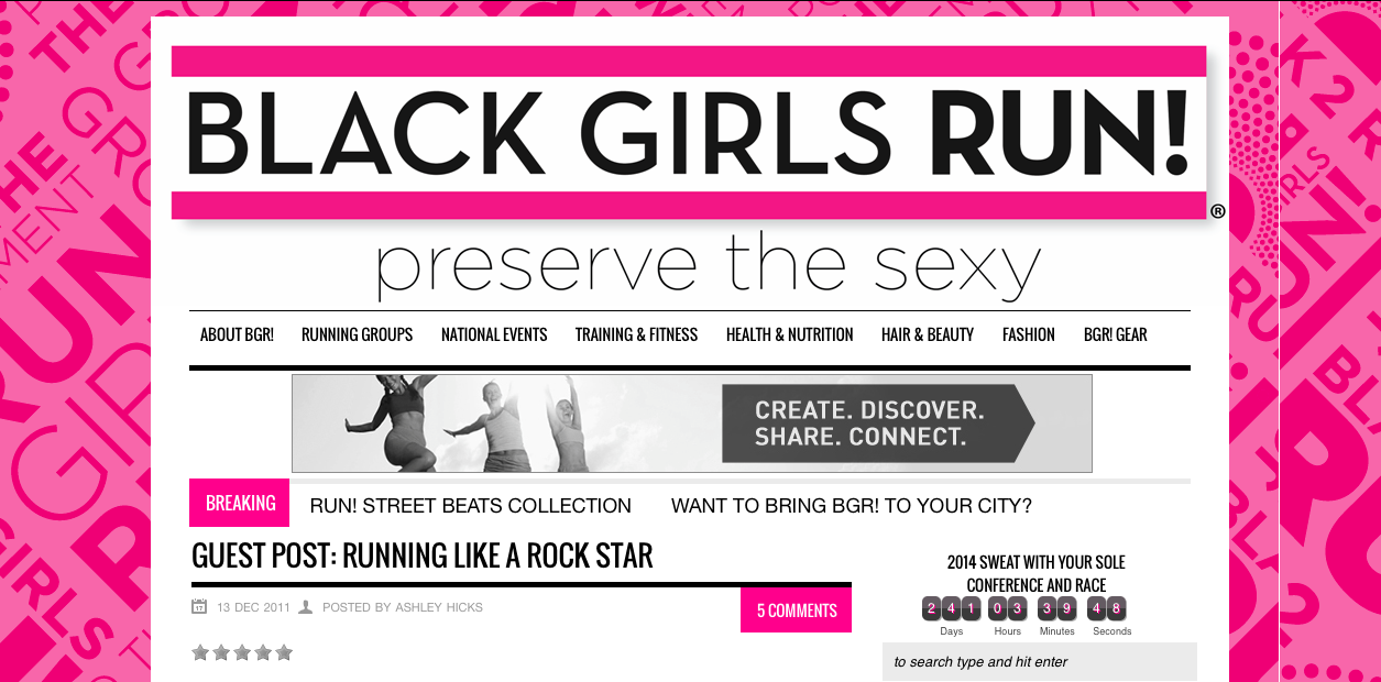 Screenshot Doretha Walker Guest Post on Black Girls Run 12132011